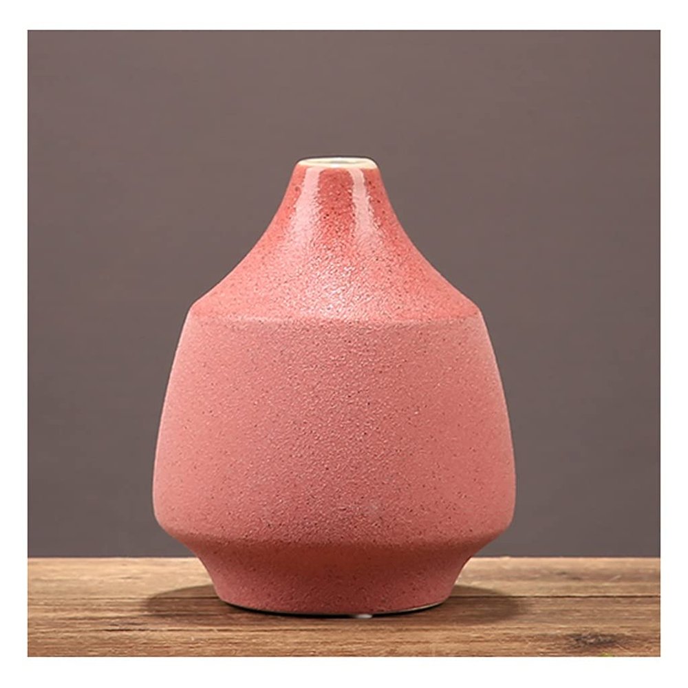 Dry Flower Arrangement Ceramic Pink Vase Decoration Home Living Room Dining Table Center Flower Arrangement Flower Utensil Decoration for Hotel Office Flower Vase (Size : 1)