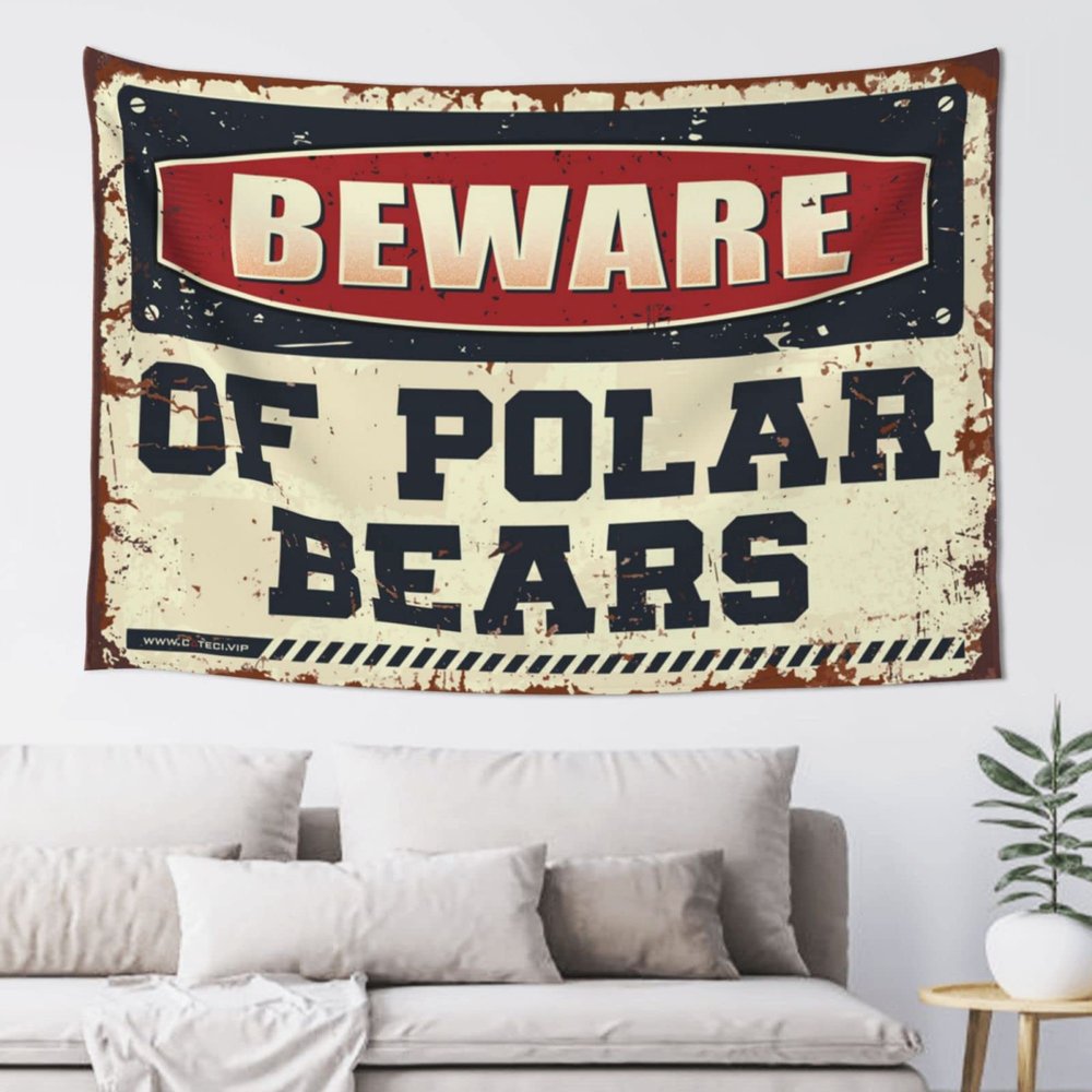 CakJuice Room Door Decor Beware of Polar Bears Tapestry Tapestry Wall Art Man Cave Decorations (Size : 75X100CM)