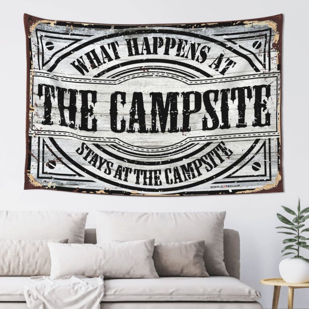 Bar Stuff for Man Cave What Happens at Campsite Stays at Campsite Tapestry Boys Bedroom Accessories Stuff for Your Room (Size : 92X150CM)