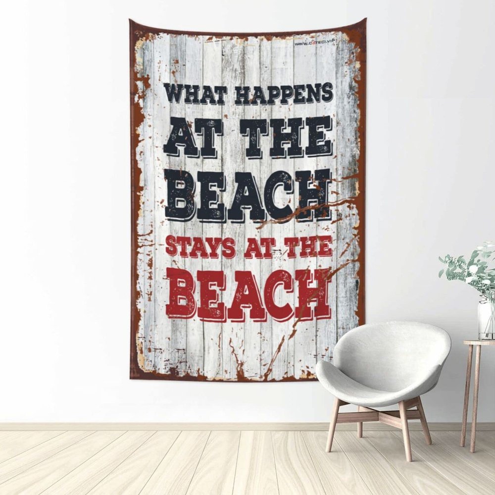 CakJuice Room Accessories for Teen Boys What Happens at The Beach Stays at The Beach Tapestry Aesthetic Wall Decor Tapastry'S Wall Hanging (Size : 100X150CM)