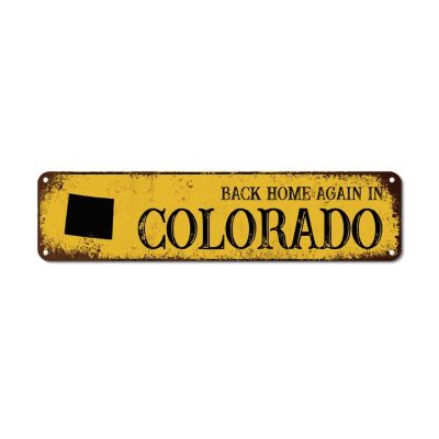 Bomehhjuli Back Home Again in Colorado Tin Sign Colorado State Aluminum Sign City Pride Metal Wall Art Visitor Vintage Metal Art Plaque for Man Cave She Shed Restaurant Garage 24x6in