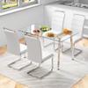 MEMUY 51" Small Glass Dining Table Set for 4,0.31Thick Tempered Glass Table Top with 4 Chrome Plate Metal Legs,4 PU Leather Dining Chairs for Kitchen Room view 1