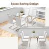 MEMUY 51" Small Glass Dining Table Set for 4,0.31Thick Tempered Glass Table Top with 4 Chrome Plate Metal Legs,4 PU Leather Dining Chairs for Kitchen Room view 3