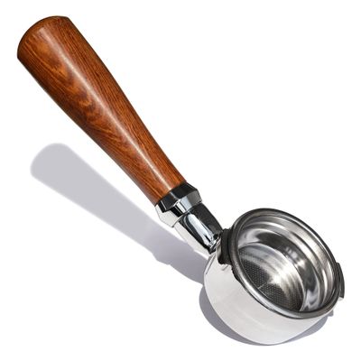 58mm Bottomless Portafilter, Bulipu Naked Portafilter Compatible with Gaggia Classic Evolution Espresso Deluxe more, Hefty Natural Wood Handle Anti-detach with 1 Filter Basket