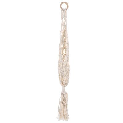 Homoyoyo Hanging Fruit Basket Macrame Storage for Kitchen Breathable Cotton Rope Vegetable Holder Decorative Wall Art Organizer for Accent Beige