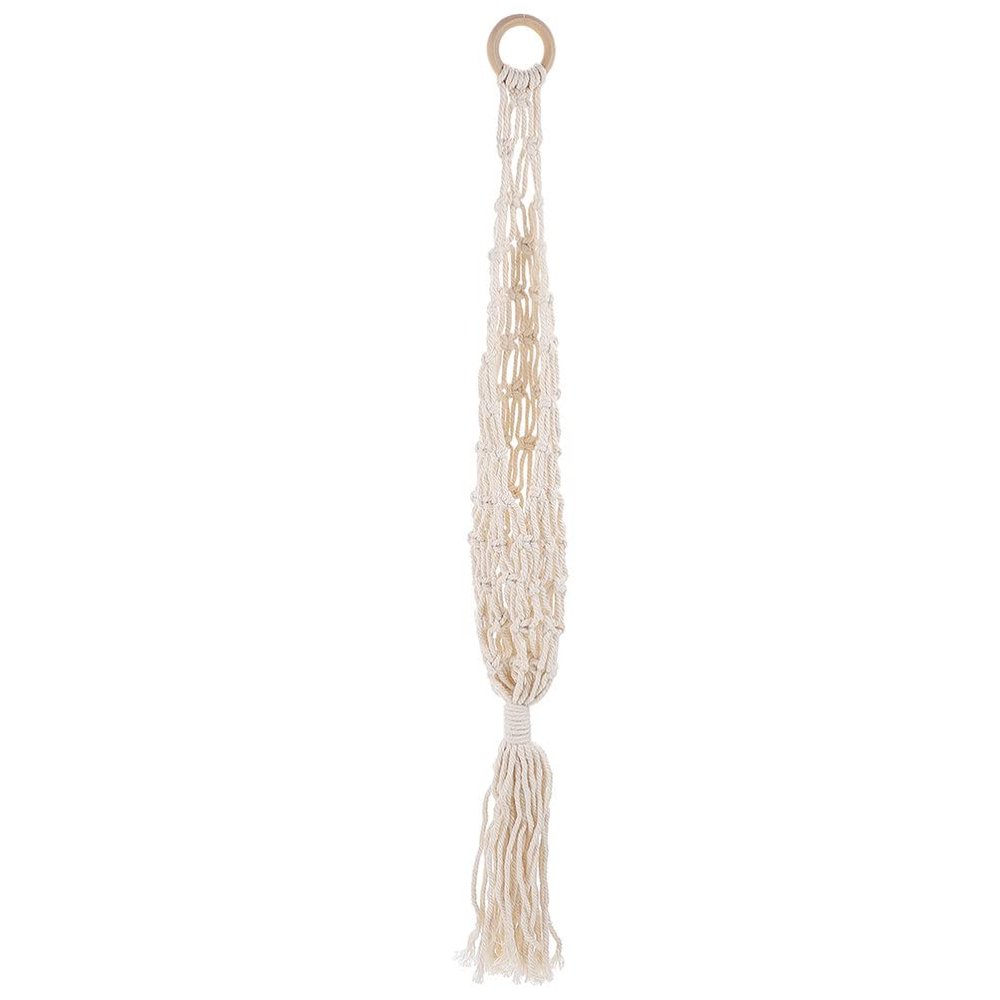 Homoyoyo Hanging Fruit Basket Macrame Storage for Kitchen Breathable Cotton Rope Vegetable Holder Decorative Wall Art Organizer for Accent Beige
