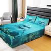 Feelyou Shark Sheet & Wrap Around Bed Skirt for Kids Boys Girls Aquatic Animal Dust Ruffle Bedskirt 15 Inch Drop Marine Life Pleated Bed Skirt for Full Bed with Split Corners view 2