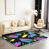80S 90S Fashion Style Area Rug 6'6" x 4'11",Retro Memphis Style Pattern with Geometrical Shapes Rug for Kids,Funky Hipster Old Fashioned Decorative Accent Rug,Geometric Non Slip Carpet Bedroom Decor view 2