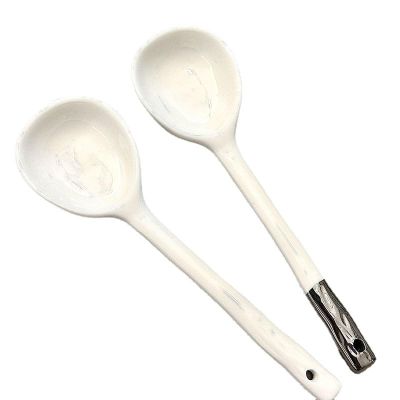 Ceramic Spoon, Light Luxury And High Value, Large Soup Spoon, Household Long-Handled Spoon, Color: Black, White.Available In Five