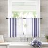Autumn Sheer Curtains 54 Inches Length 2 Panels Set Chiffon Curtain Sheers for Living Room, Simple Style Navy Blue Color Stripes Texture Rod Pocket Window Drapes Sheer Privacy Curtains Panels view 1
