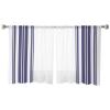Autumn Sheer Curtains 54 Inches Length 2 Panels Set Chiffon Curtain Sheers for Living Room, Simple Style Navy Blue Color Stripes Texture Rod Pocket Window Drapes Sheer Privacy Curtains Panels view 2