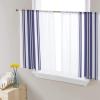 Autumn Sheer Curtains 54 Inches Length 2 Panels Set Chiffon Curtain Sheers for Living Room, Simple Style Navy Blue Color Stripes Texture Rod Pocket Window Drapes Sheer Privacy Curtains Panels view 3