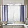 Autumn Sheer Curtains 54 Inches Length 2 Panels Set Chiffon Curtain Sheers for Living Room, Simple Style Navy Blue Color Stripes Texture Rod Pocket Window Drapes Sheer Privacy Curtains Panels view 4