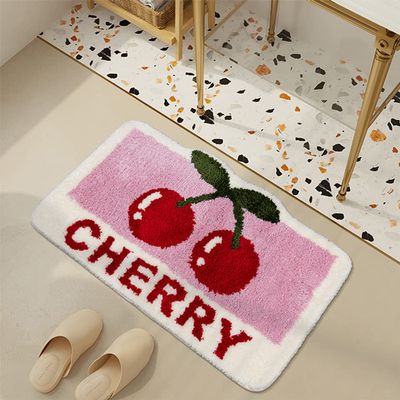 mamrug Cute Cherry Bath Mat,Non Slip Soft Fluffy and Absorbent Microfiber Washable Bathroom Rug,Funny Fruit Bathmats Bathroom Home Decor 23.6x35.4 Inch