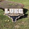 Name sign for boys room made from wood custom longhorn cow sign baby shower gift name sign country style rustic farmhouse name sign toddler (16inch) view 4