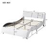 Anwick Full Size Modern Upholstered Platform Bed Frame with LED Lights Wave Like Smart Led Bed Frame with Headboard Full Low Profile Platform Bed Frame,Wood Slats,Easy Assemble (White, Full) view 2