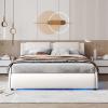 Anwick Full Size Modern Upholstered Platform Bed Frame with LED Lights Wave Like Smart Led Bed Frame with Headboard Full Low Profile Platform Bed Frame,Wood Slats,Easy Assemble (White, Full) view 3