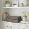 Decorative Photo Storage Boxes with Lids - Set of 2 Beautiful Linen Organizers Are Perfect to Safely Store Your Pictures, Documents, Scrapbooking Supplies, Keepsakes and Other Memories in Style view 2