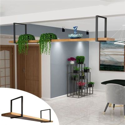 Ceiling Floating Bottle Rack - Hanging Solid Wood Shelf Wine Rack, Hanging Vintage Iron Art Display Rack, Ceiling Shelf, European Style Multifunctional Kitchen Storage Rack, Easy to Install (Size : 8