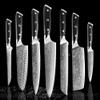 Knife Set, 3-9PCS Damascus Knives Set G10 Handle VG10 Core 67 Layers Damascus Steel Chef Santoku Knife Cleaver Paring Bread Knife Kitchen Knife Set (Color : 7PCA) view 1