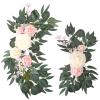 BEIJIALY 2pcs Wedding Arch Decor Rose Flower Swags, Rustic Wedding Arch Flowers Door Wreath Home Decoration Rose Flower Swag Arrangements for Wedding Welcome Sign(Pink) view 1