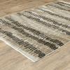 6' X 9' Beige Ivory Charcoal Brown Tan and Grey Abstract Power Loom Stain Resistant Area Rug with Fringe view 4