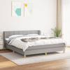 CUMYZO Box Spring Bed with Mattress and headboard,Fabric Bed in a Box Upholstered Platform Bed Frame/Mattress Foundation/Wood Slat SupportLight Gray,Queen view 1