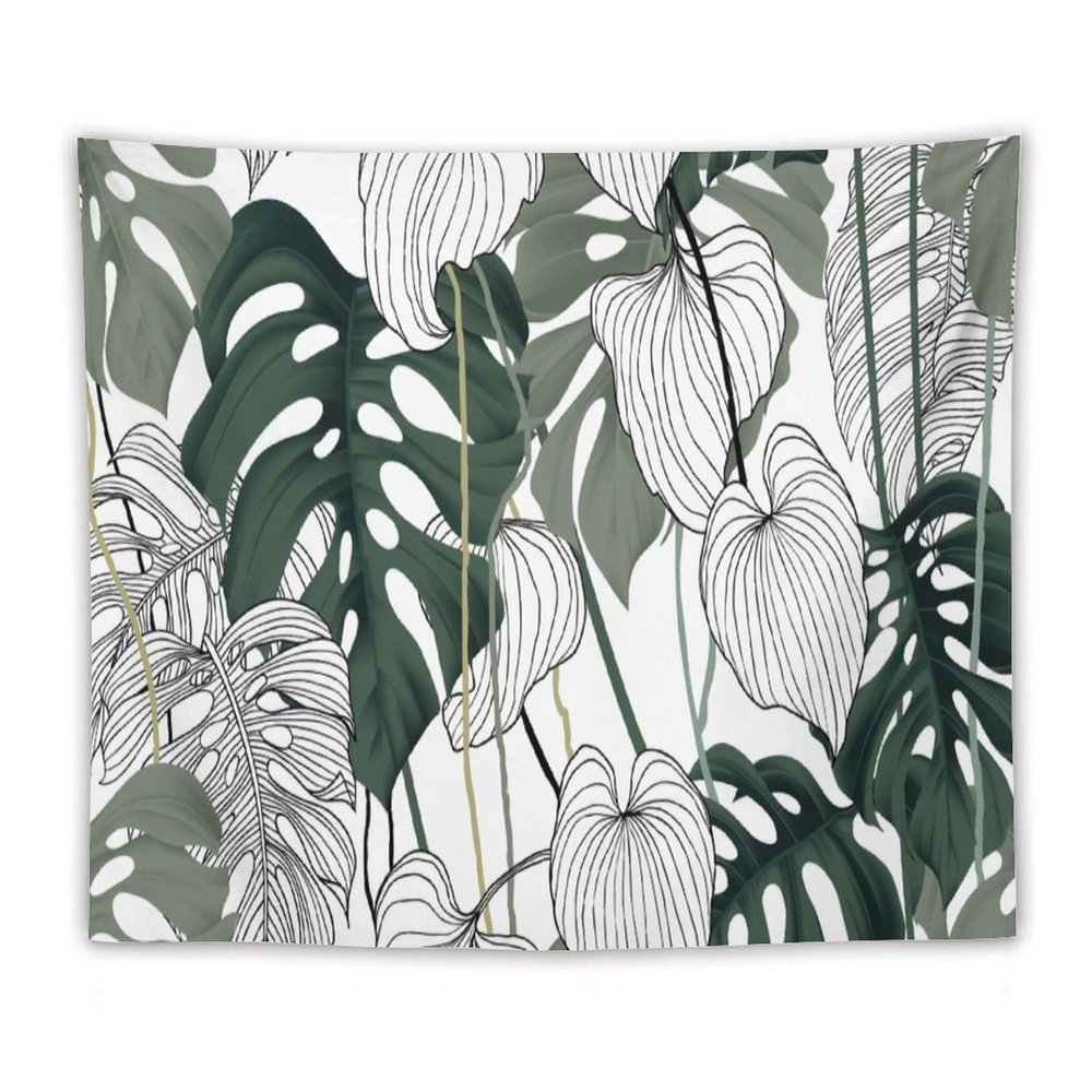 Jungle Palm Leaves Wall Tapestry,Natural Tropical Palm Plant Pattern Tapestries for Dorm Living Room Bedroom Home Deor(50x60Inch)