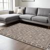 8' X 11' Charcoal Ivory and Beige Floral Power Loom Area Rug with Fringe view 1