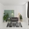 6' X 9' Charcoal Silver and Grey Geometric Shag Power Loom Stain Resistant Area Rug view 2
