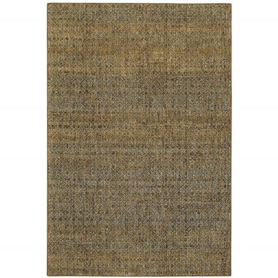 6' X 9' Brown Gold Rust Blue and Green Geometric Power Loom Stain Resistant Area Rug