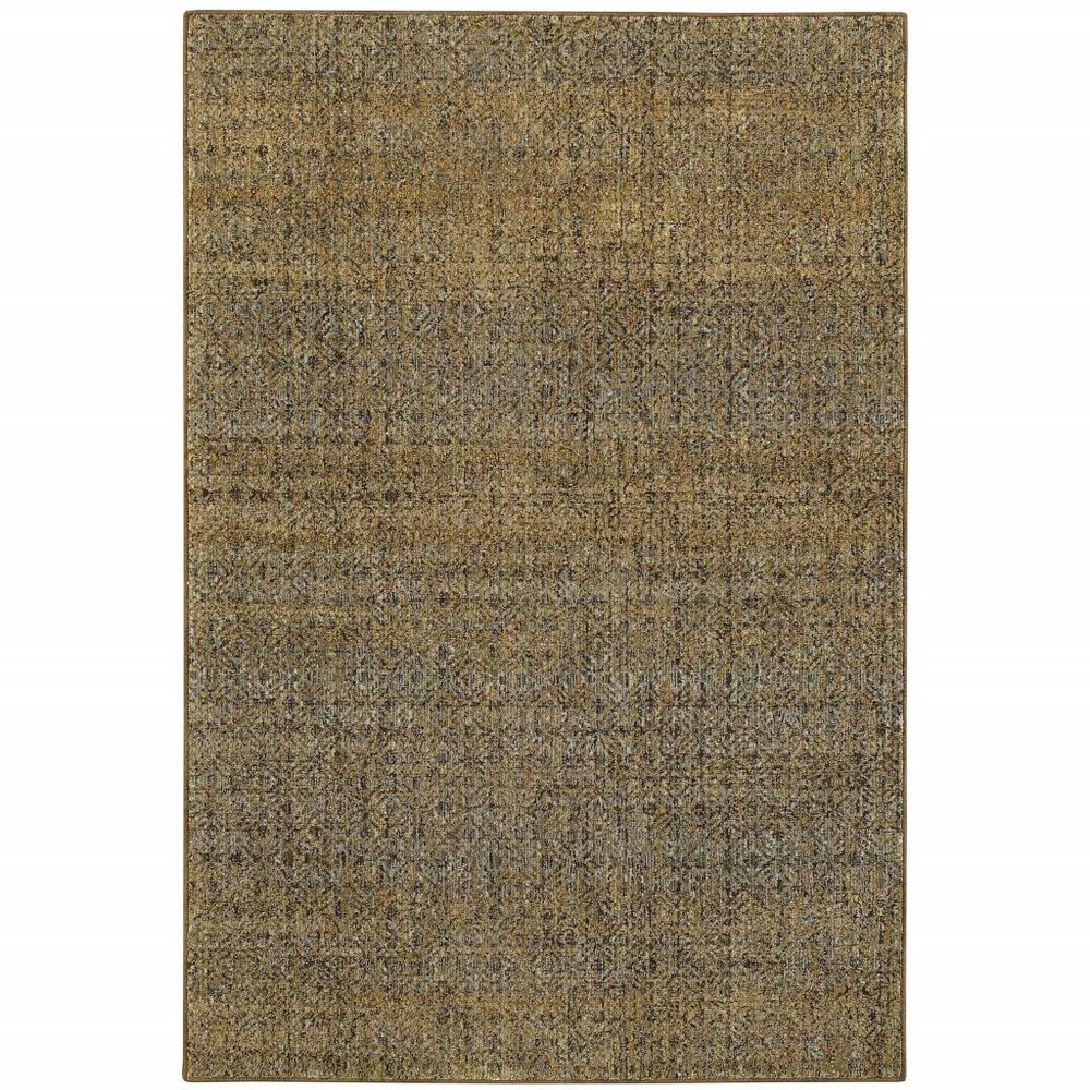 6' X 9' Brown Gold Rust Blue and Green Geometric Power Loom Stain Resistant Area Rug