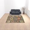 10' X 13' Grey Charcoal Yellow Blue Rust Red Pink Green and Ivory Oriental Power Loom Stain Resistant Area Rug with Fringe view 2