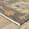 10' X 13' Grey Charcoal Yellow Blue Rust Red Pink Green and Ivory Oriental Power Loom Stain Resistant Area Rug with Fringe view 4