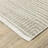 10' X 13' Ivory Beige Taupe and Tan Geometric Power Loom Stain Resistant Area Rug with Fringe view 4