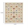 8' X 11' Ivory Salmon Pink Gold Blues Grey Rust and Green Oriental Power Loom Stain Resistant Area Rug with Fringe view 3