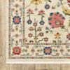 8' X 11' Ivory Salmon Pink Gold Blues Grey Rust and Green Oriental Power Loom Stain Resistant Area Rug with Fringe view 4