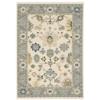 10' X 13' Ivory Blue Grey Teal Gold Green and Rust Oriental Power Loom Stain Resistant Area Rug with Fringe view 1