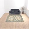 10' X 13' Ivory Blue Grey Teal Gold Green and Rust Oriental Power Loom Stain Resistant Area Rug with Fringe view 2