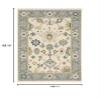 10' X 13' Ivory Blue Grey Teal Gold Green and Rust Oriental Power Loom Stain Resistant Area Rug with Fringe view 3