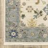 10' X 13' Ivory Blue Grey Teal Gold Green and Rust Oriental Power Loom Stain Resistant Area Rug with Fringe view 4