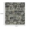 10' X 13' Ivory Charcoal Grey Blue Rust Gold and Brown Oriental Power Loom Stain Resistant Area Rug view 3