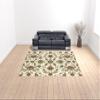 10' X 13' Ivory Green Blue Red Salmon and Yellow Floral Power Loom Stain Resistant Area Rug view 2