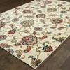 10' X 13' Ivory Green Blue Red Salmon and Yellow Floral Power Loom Stain Resistant Area Rug view 3
