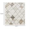 10' X 13' Beige Grey Tan and Brown Geometric Power Loom Stain Resistant Area Rug view 3