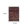 9' X 12' Red Purple Gold and Grey Oriental Power Loom Stain Resistant Area Rug view 3