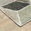 10' X 13' Beige Brown Grey Tan Sage and Pale Blue Geometric Power Loom Stain Resistant Area Rug view 3