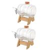 Anneome 2sets Glass Wine Barrels Bamboo Stand Retro Sealed Beverage Dispenser for Whiskey Rum Vodka and More Capacity Glass Drink Dispenser Lid view 1