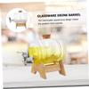 Anneome 2sets Glass Wine Barrels Bamboo Stand Retro Sealed Beverage Dispenser for Whiskey Rum Vodka and More Capacity Glass Drink Dispenser Lid view 2