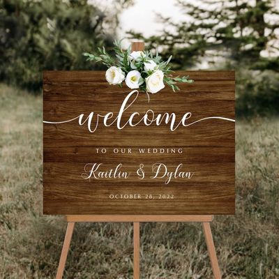 Personalized Wedding Welcome Sign, Custom Wedding Sign, Welcome To Our Wedding Sign, Wedding Sign Board, Wedding Signs, Wedding Sign With On Stand, Wedding Signs For Reception #19